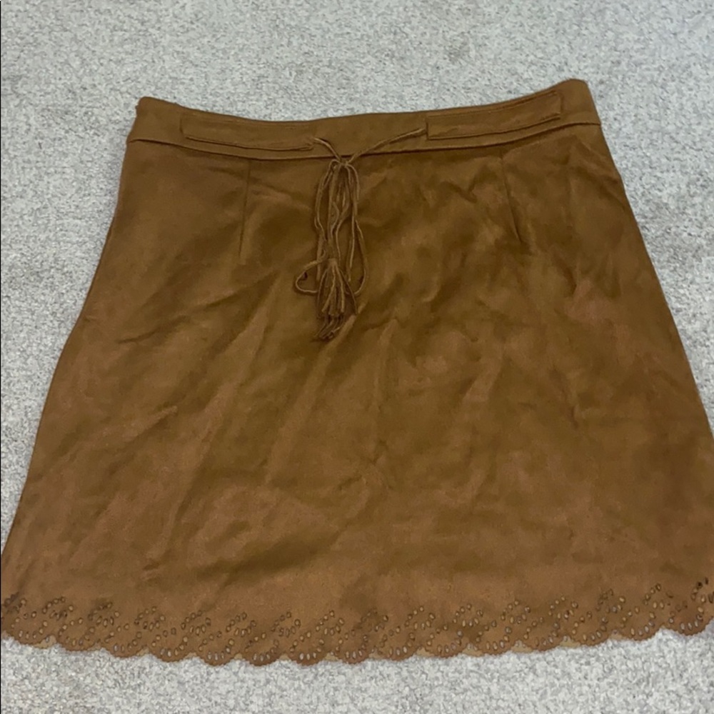 Brown suede bodycon skirt